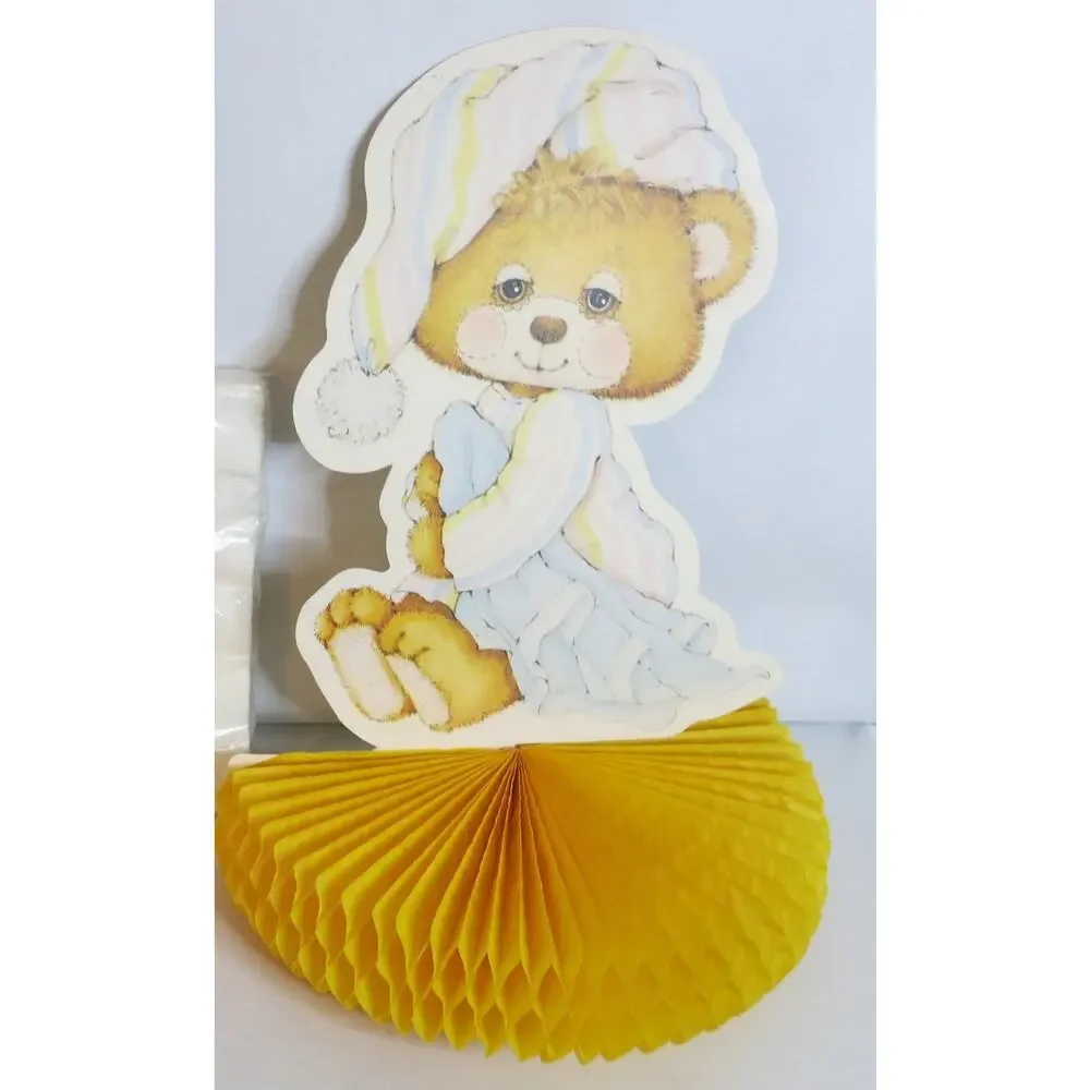 Vintage Teddy Beddy Bear Table Decoration Birthday Shower Honeycomb 80's Morgan